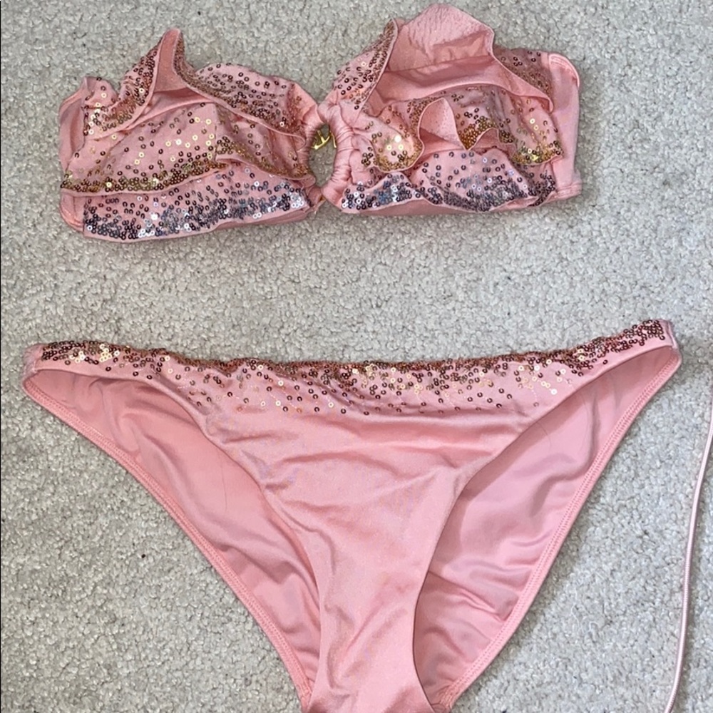 Strapless gold and silver sequin VS bathingsuit